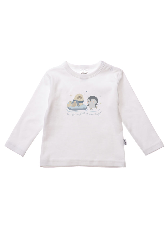 Langarmshirt in weiß "Pinguin und Robbe"