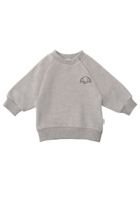 Sweatshirt in der Farbe graumelange und "Croissant" als Druck