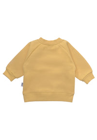 Rückansicht des Sweatshirts in gelb.