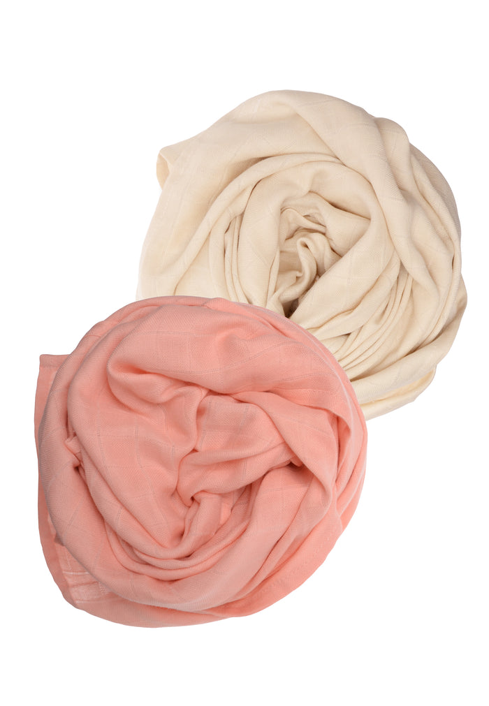 2er-Pack Premium-Musselintücher in apricot und beige