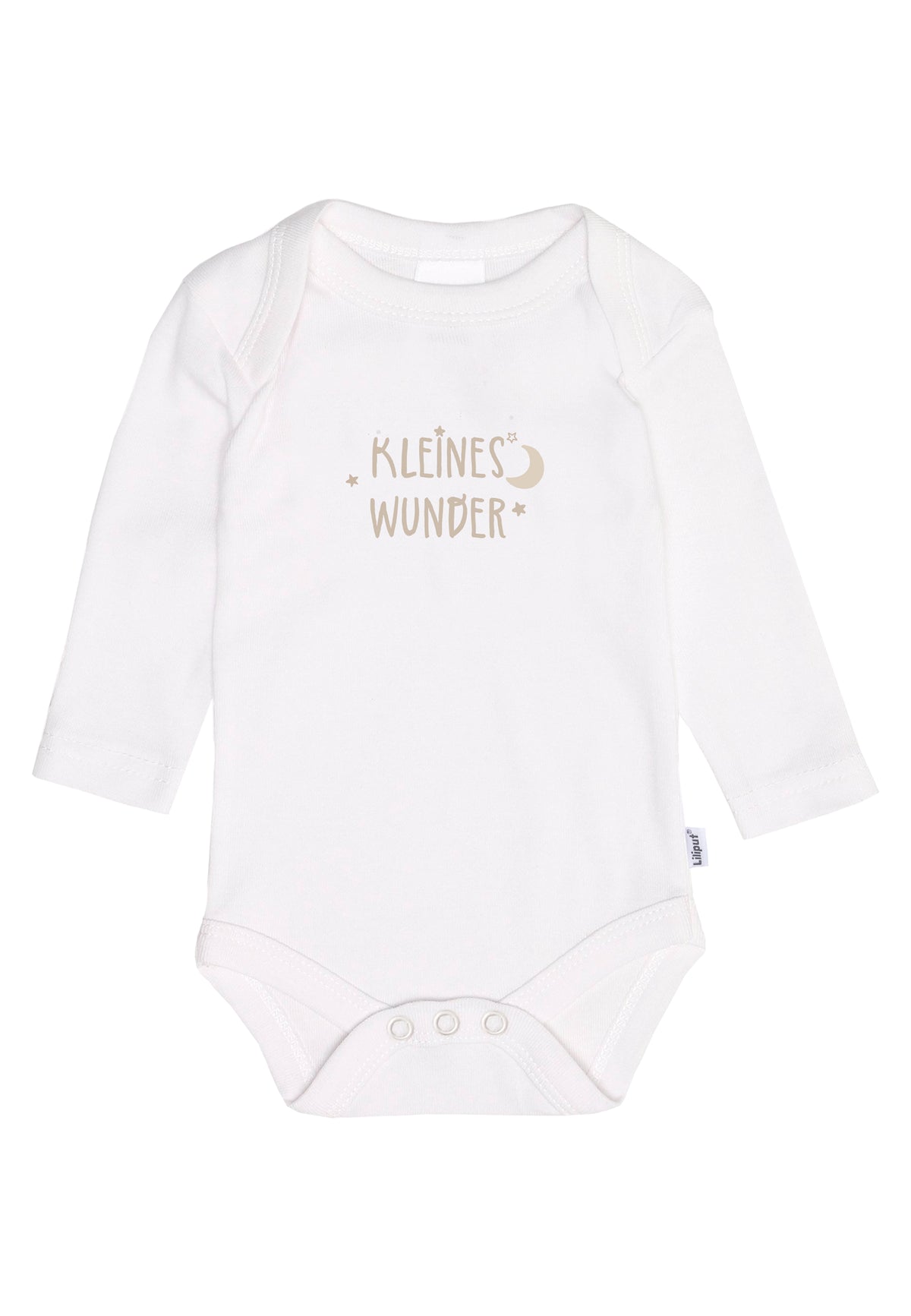 Amineckbody mit langem Arm in weiß und Aufdruck "kleines "Wunder".