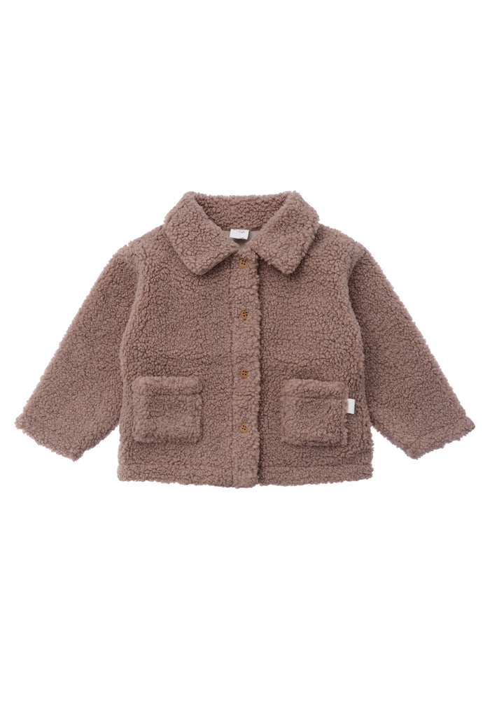 Bouclèfleece Jacke in altrosa.