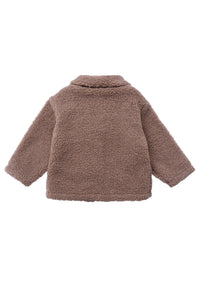 Rückseite der wunderschönen Bouclèfleece Jacke in altrosa im lässigen Overshirt Look.