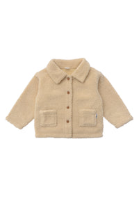 Bouclèfleece Jacke in der Farbe creme.