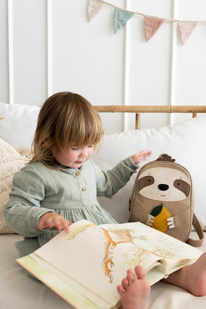 Langärmliges Musselin-Kleid in schilf