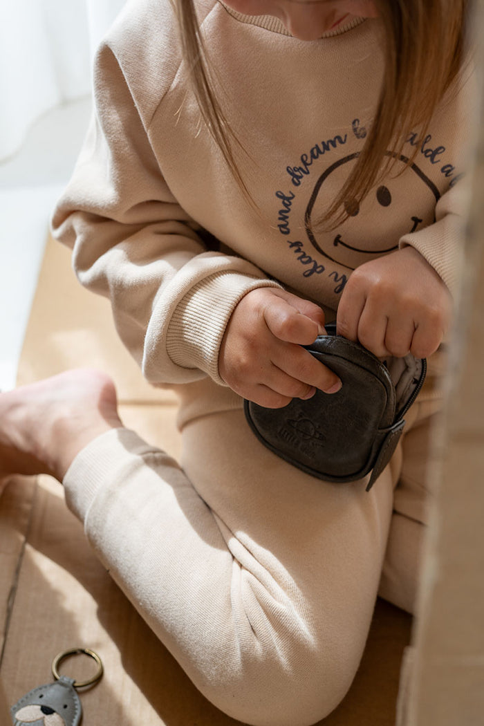 Sweatshirt in beige mit Print "Smiley"