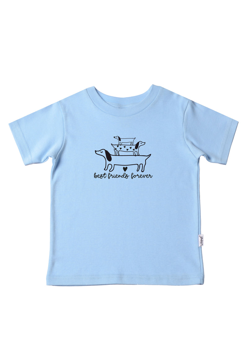2er Pack Kinder Shirts in blau und Dog Prints aus 100% Bio-Baumwolle –  Liliput