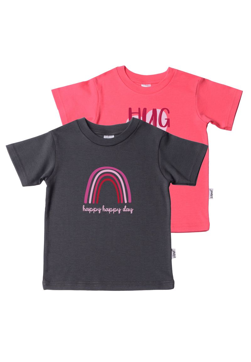 Kinder T-Shirt Pack in himbeer und anthrazit aus Bio-Baumwolle Liliput –  Liliput