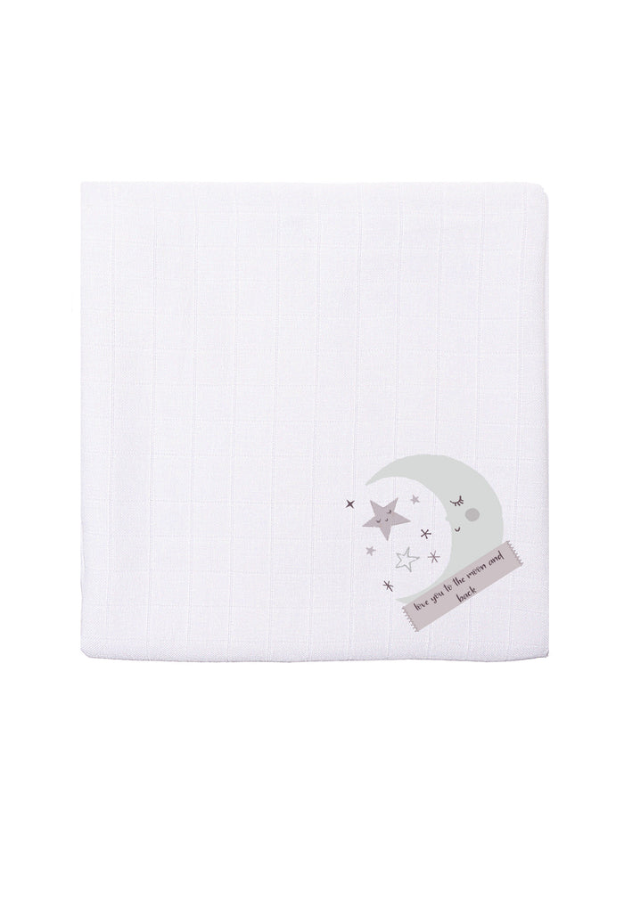 Musselintuch in 120x120cm und großem Mondprint.