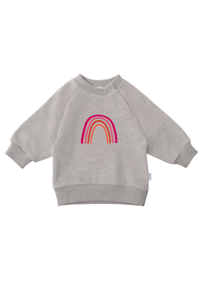 Sweatshirt in grau mit buntem Regenboden Print.