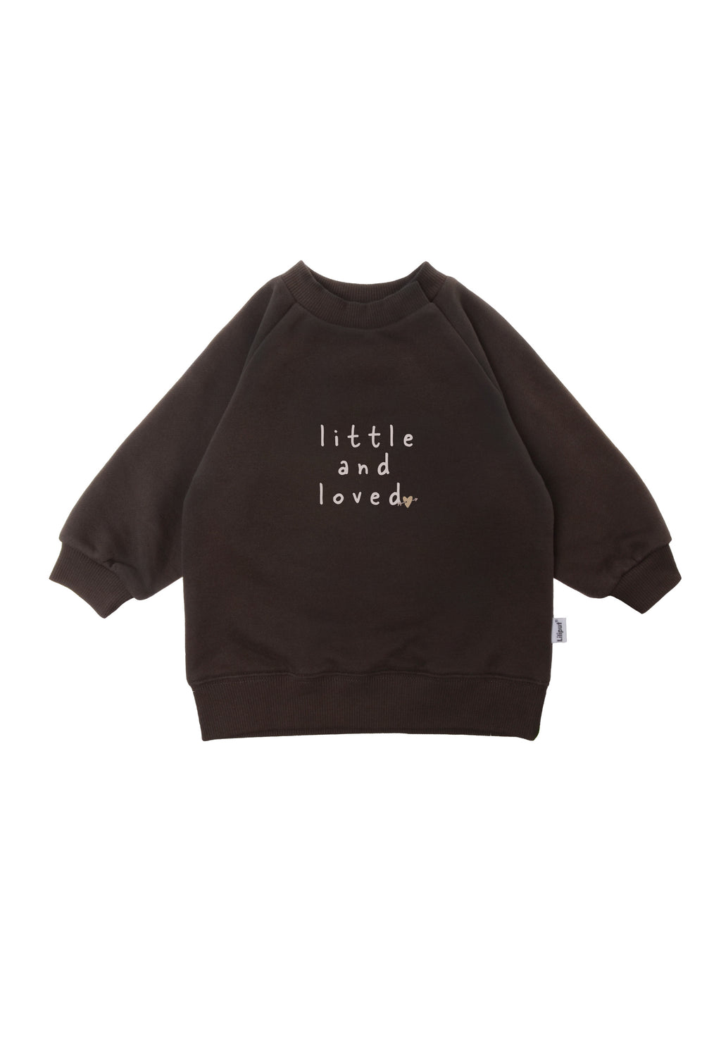 Sweatshirt in braun mit Print "little and loved".