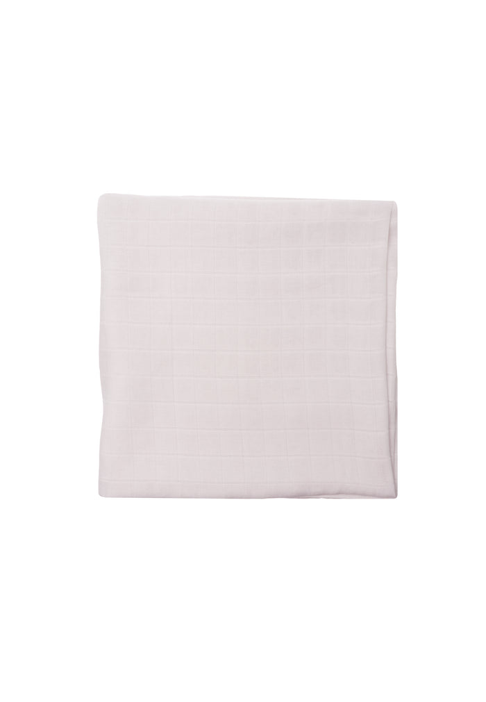 Rückseite des schlichten Musselintuchs in grau.