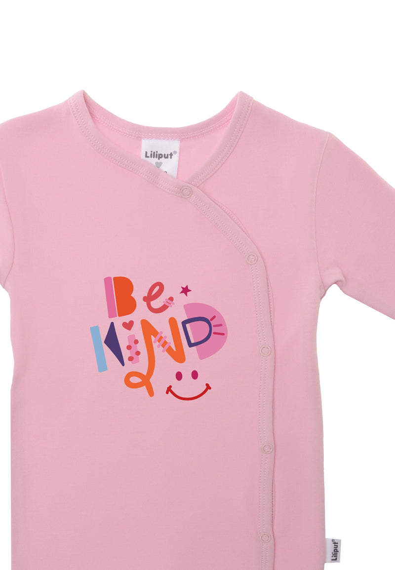 Overall aus Bio-Baumwolle in rosa mit Druck "be kind"