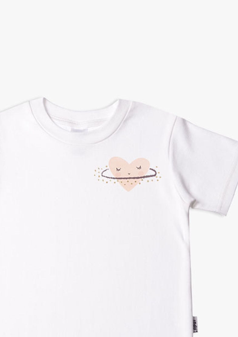 Kinder-T-Shirt aus Bio-Baumwolle in weiß mit Herz