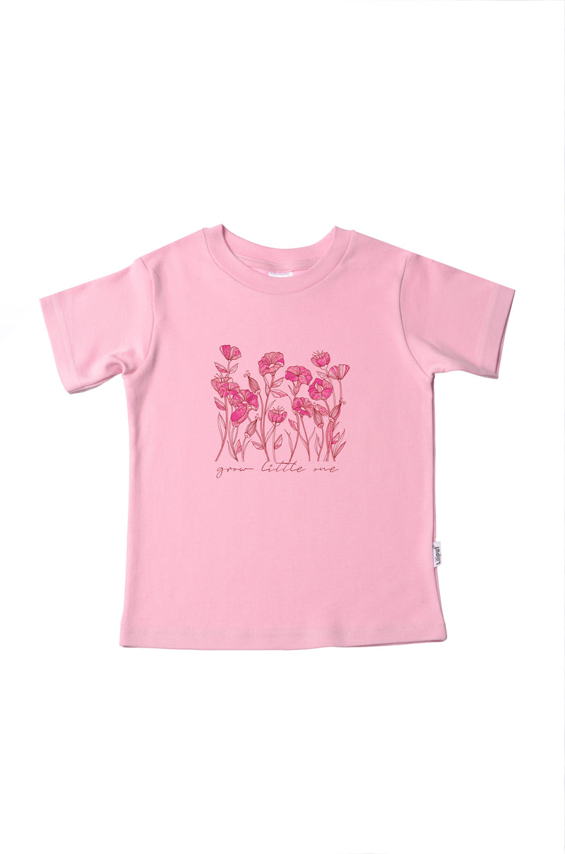 Rosa Kinder Bio-Baumwoll T-Shirt mit – Blümchen Aufdruck Liliput