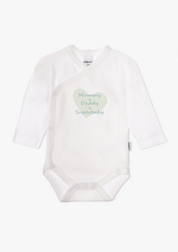 2er-Pack Langarm-Wickelbodys in gestreift und mit "Superbaby"