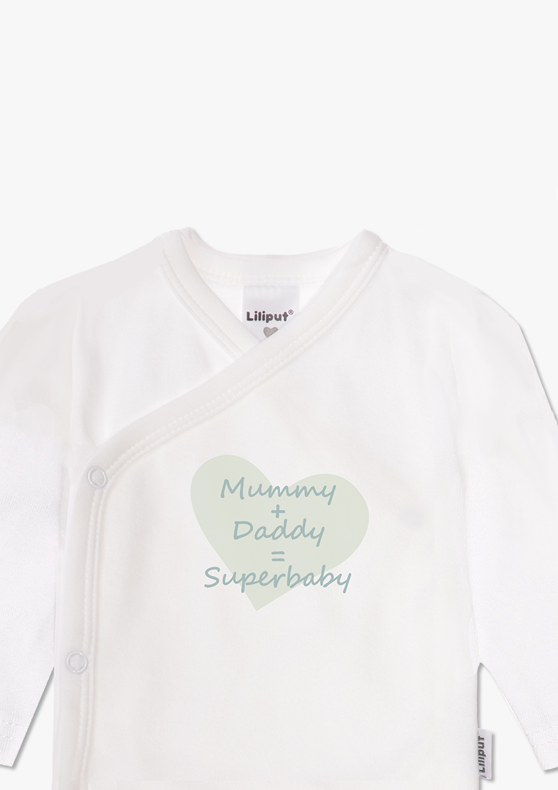 2er-Pack Langarm-Wickelbodys in gestreift und mit "Superbaby"