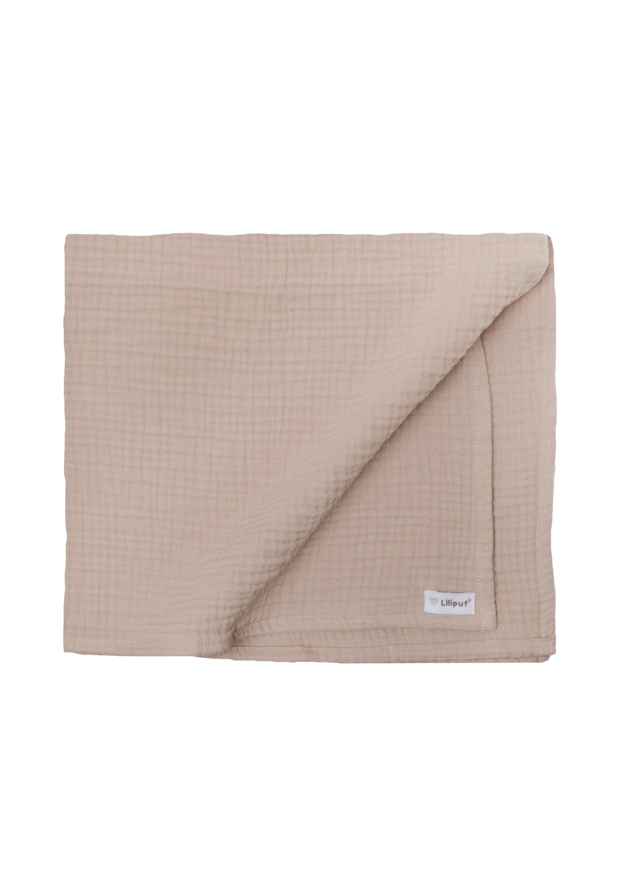 Musselindecke in braun in 120x85cm.