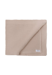 Musselindecke in braun in 120x85cm.