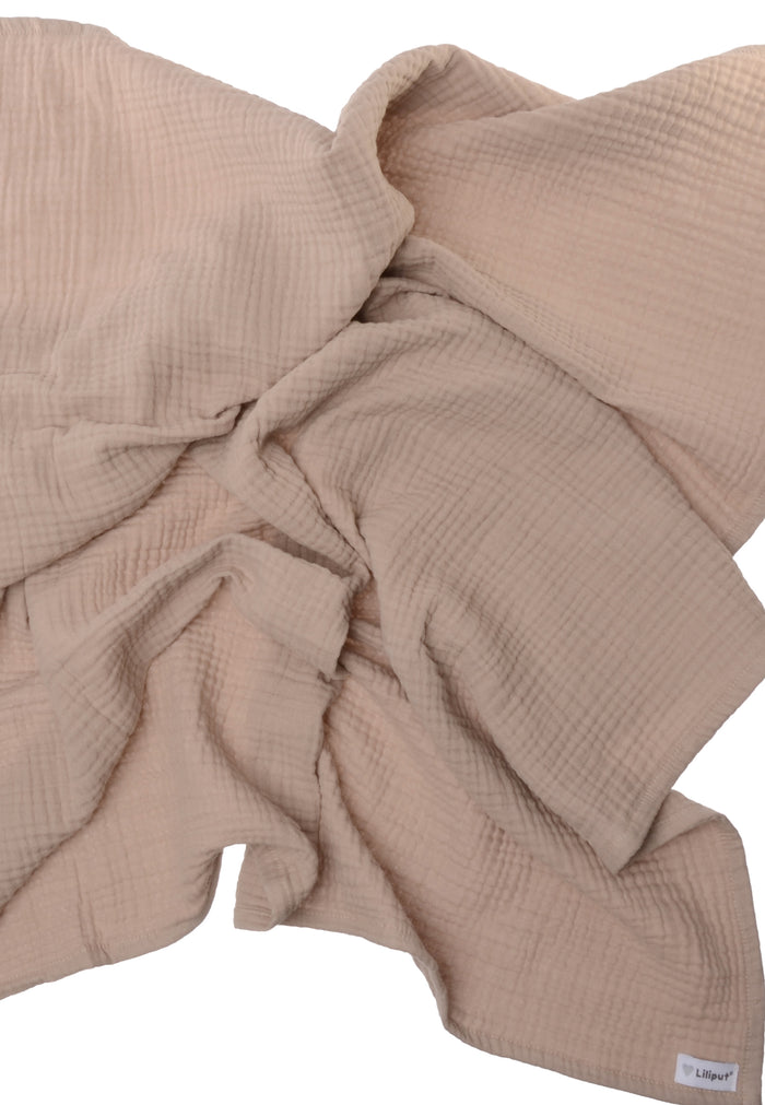 Musselindecke groß in braun 120x85cm