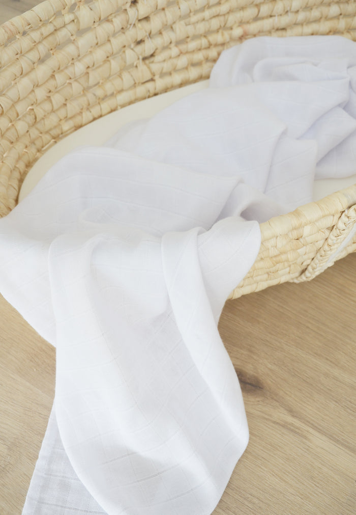 Detailfoto weißes Musselintuch