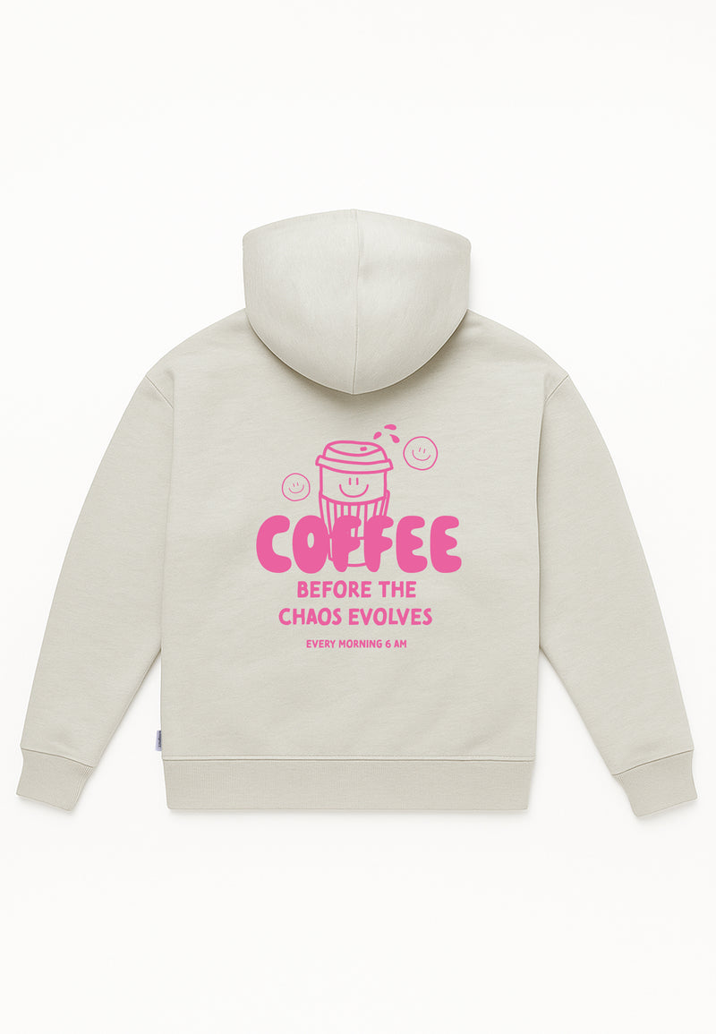 Erwachsenen Hoodie Coffee before Chaos pink