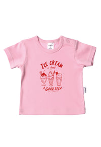 T-Shirt aus Bio-Baumwolle rosa mit Print "Ice Cream"