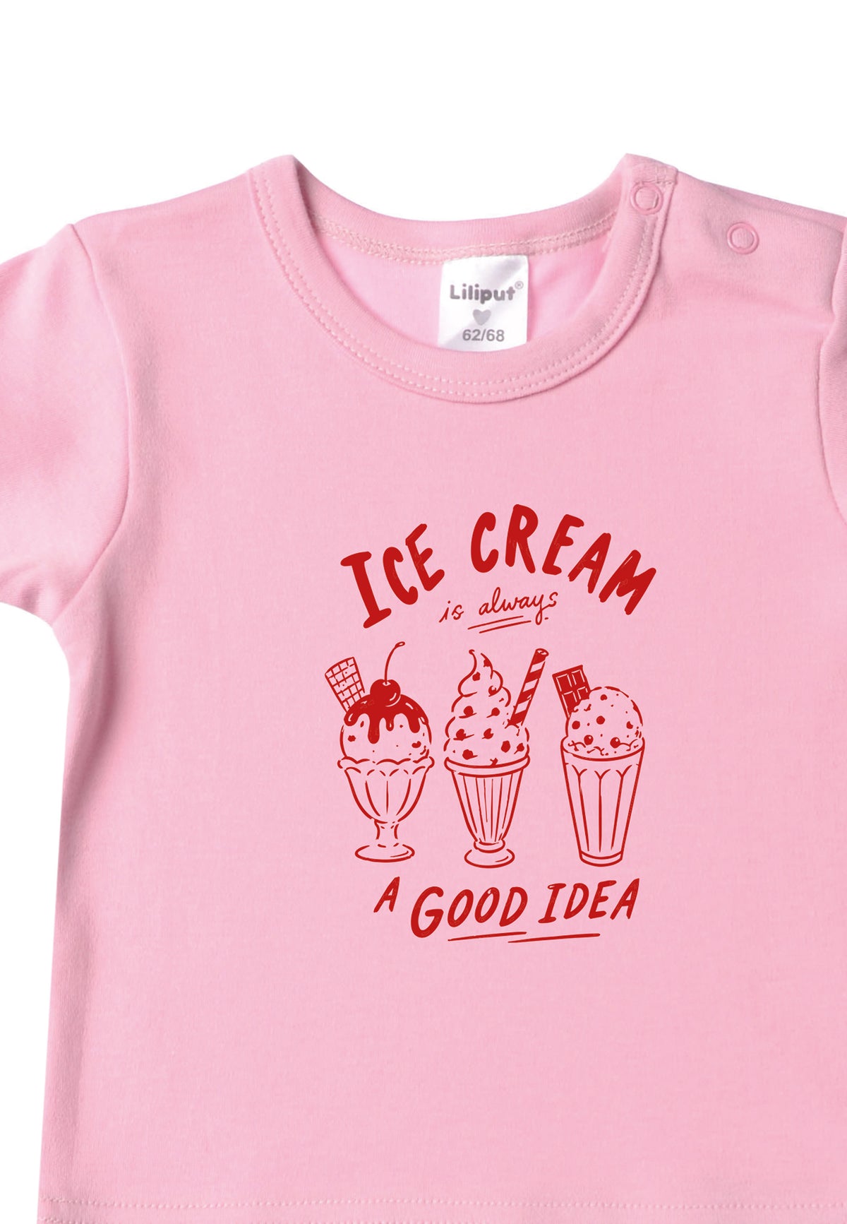 T-Shirt aus Bio-Baumwolle rosa mit Print "Ice Cream"