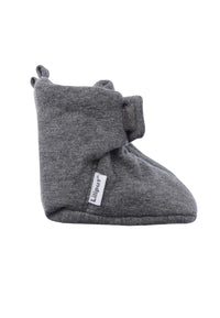 Wattierte Babyschuhe mit praktischem Klettverschluss in grau melange.