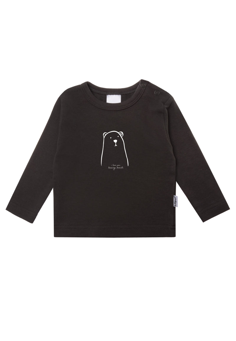 Langarmshirt in anthrazit aus Baumwolle mit niedlichem Print "i love you beary much."