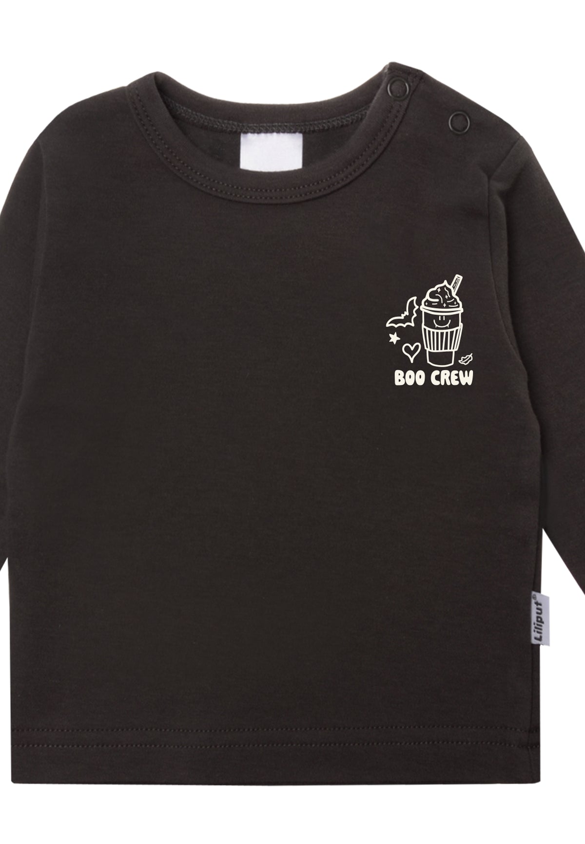 Langarmshirt in anthrazit mit Print "boo crew"