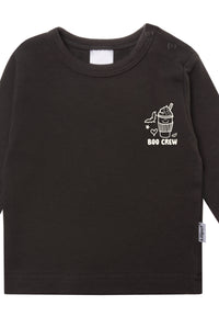Langarmshirt in anthrazit mit Print "boo crew"