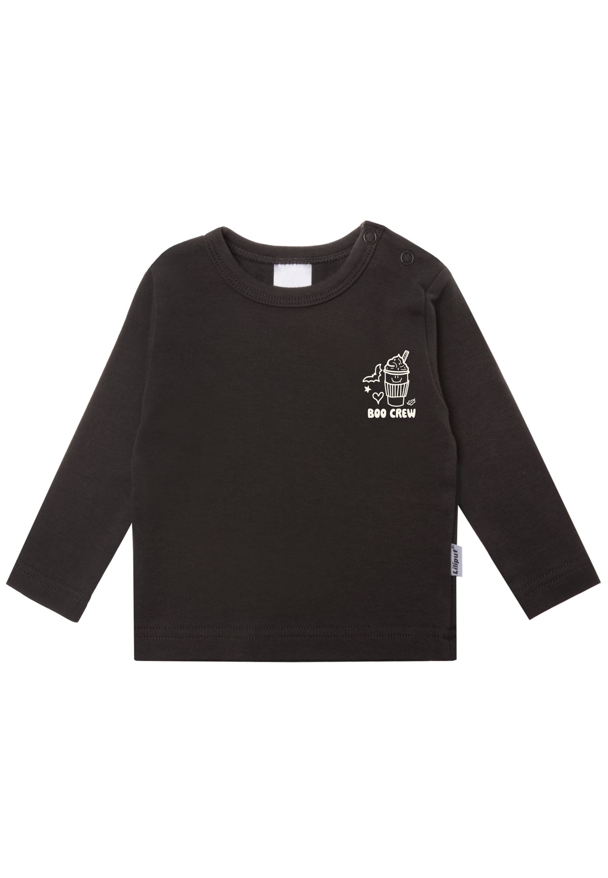 Langarmshirt in anthrazit mit Print "boo crew"