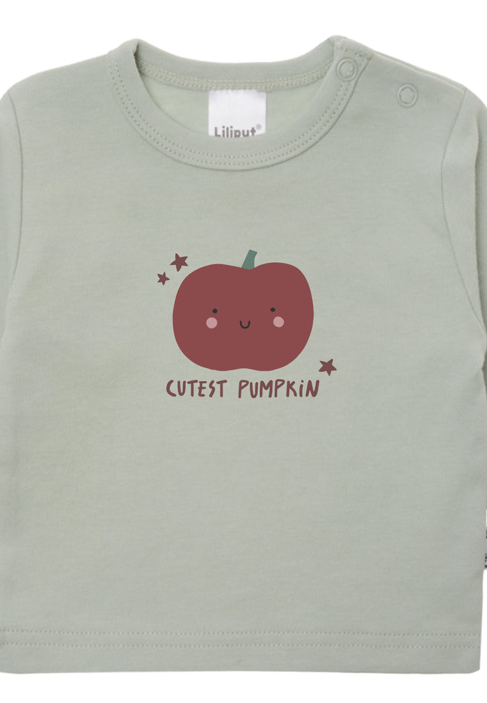 Langarmshirt in schilf mit "cutest Pumpkin" Print