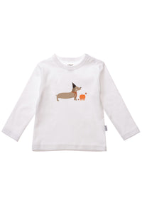 Langarmshirt in weiß mit niedlichem Halloween Dackel Print