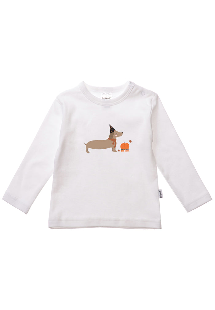 Langarmshirt in weiß mit niedlichem Halloween Dackel Print