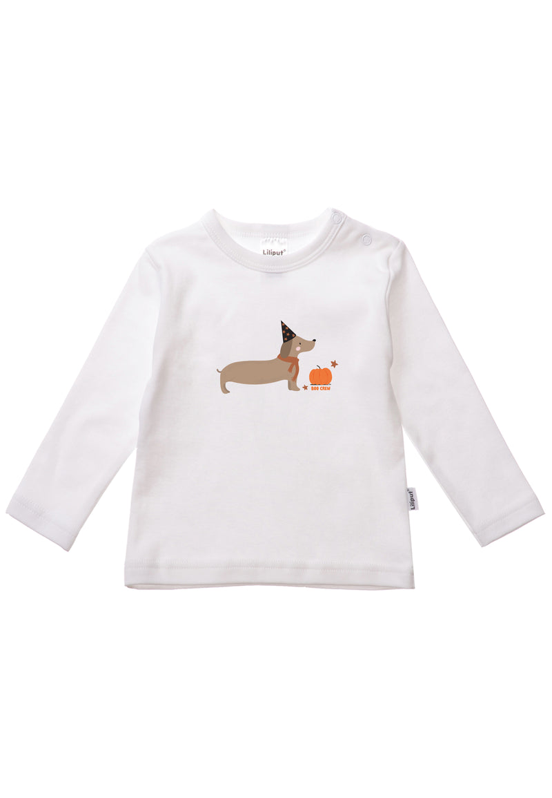 Langarmshirt in weiß mit niedlichem Halloween Dackel Print