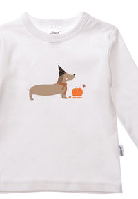 Langarmshirt in weiß mit niedlichem Halloween Dackel Print