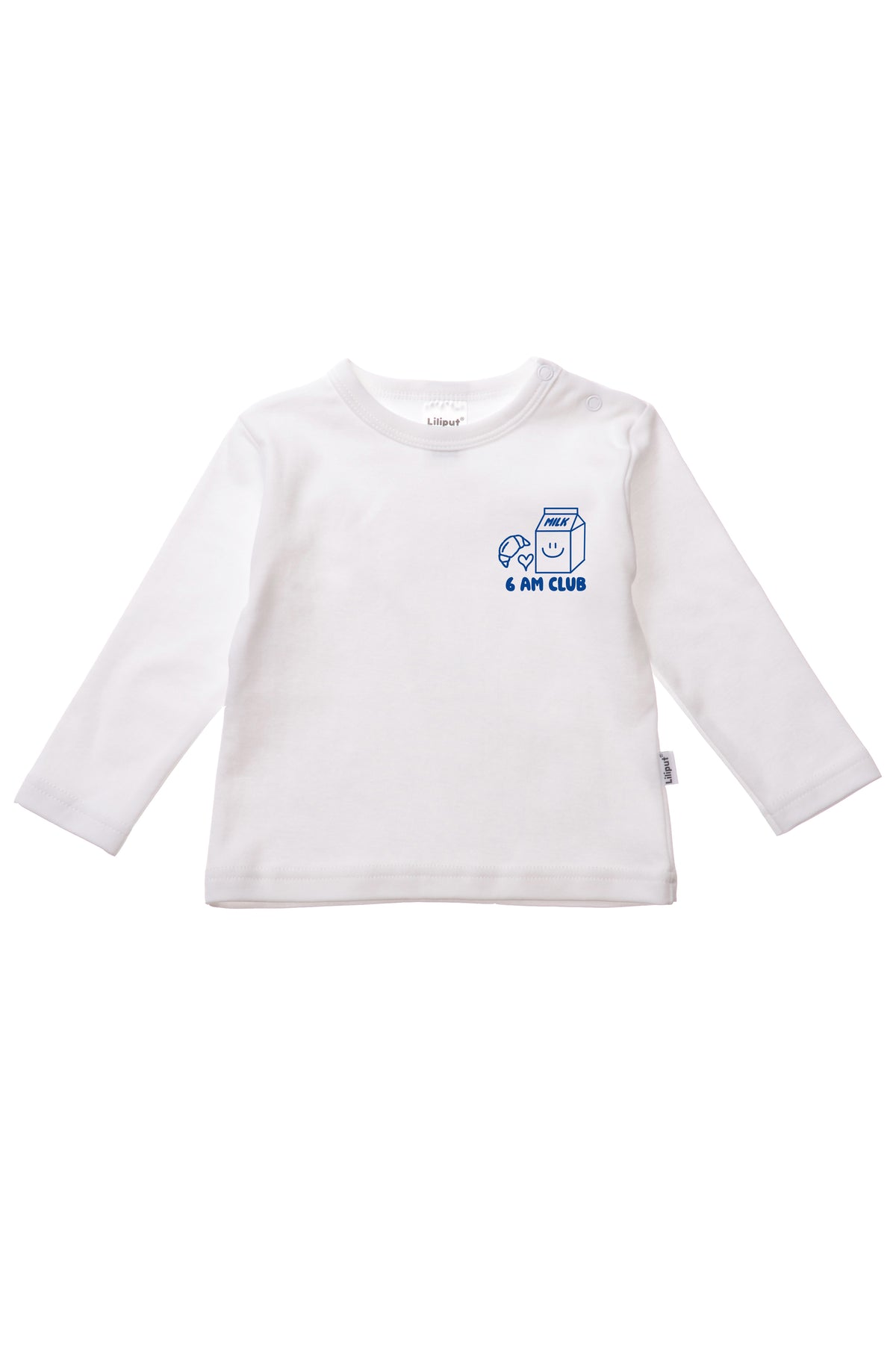 2er-Pack Langarmshirts in weiß und hellblau "6AM Club" & "Amore Mio"