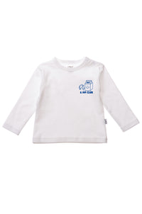 2er-Pack Langarmshirts in weiß und hellblau "6AM Club" & "Amore Mio"