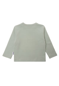 2er-Pack Langarmshirts in weiß und schilf mit Dino Print