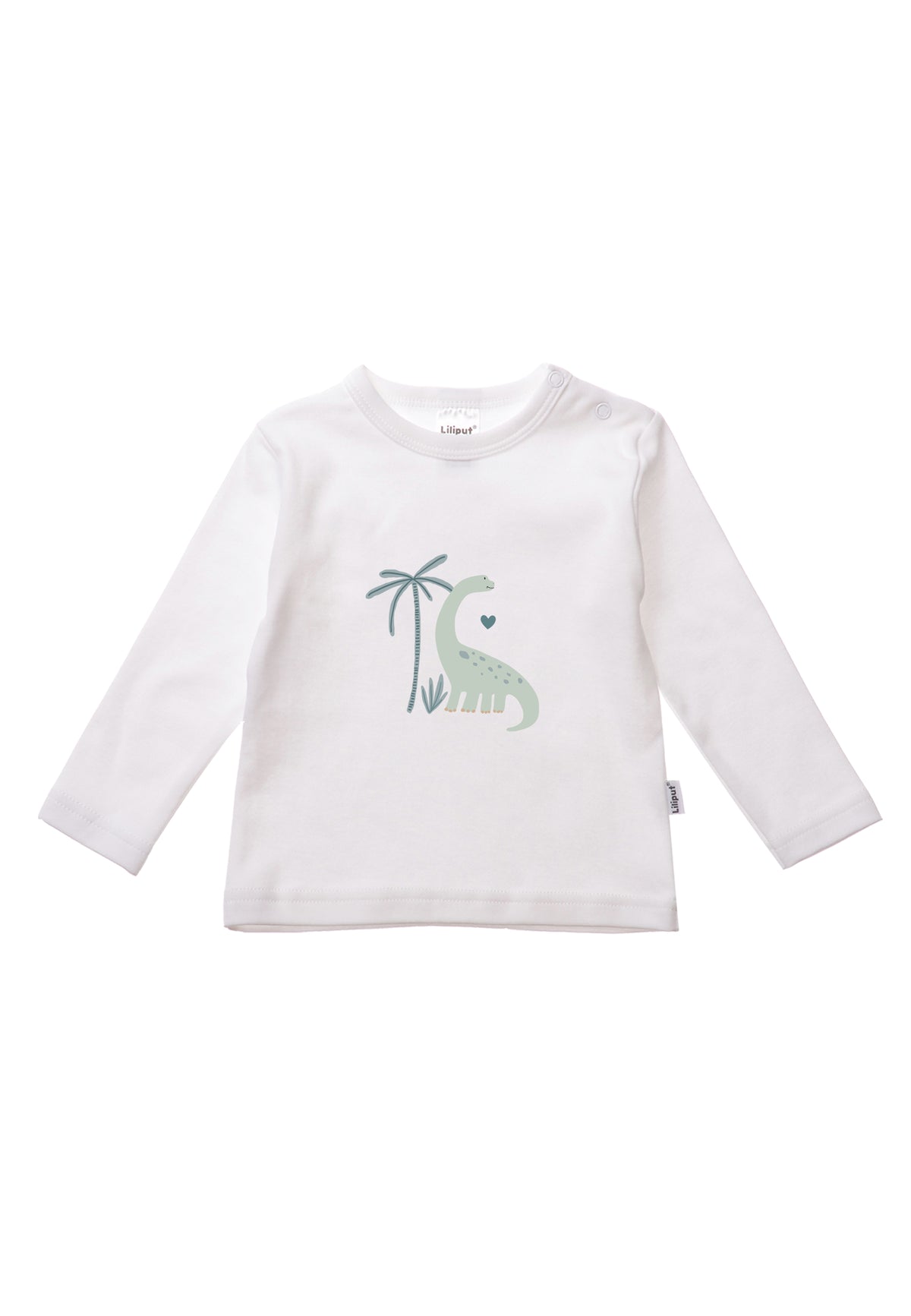 2er-Pack Langarmshirts in weiß und schilf mit Dino Print