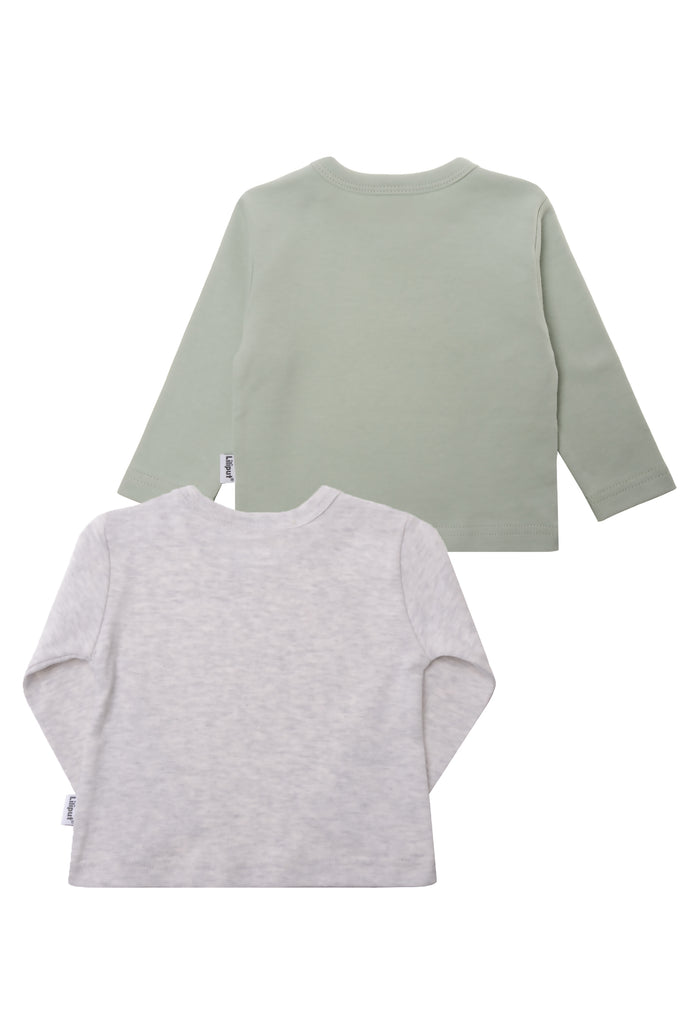 rückseite Langarmshirts in schilf und graumelange