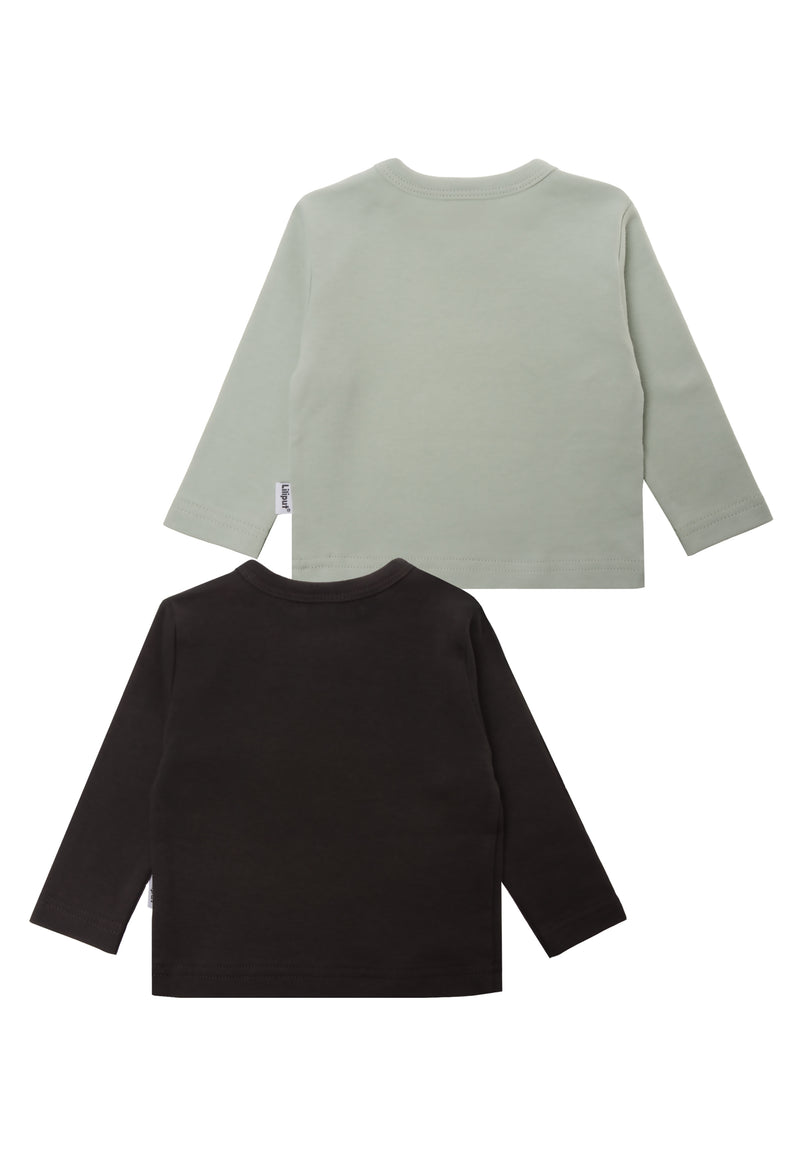 rückseite Langarmshirts in schilf und anthrazit 