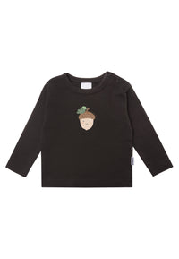 vorderseite Langarmshirts in anthrazit mit einer nuss als druck