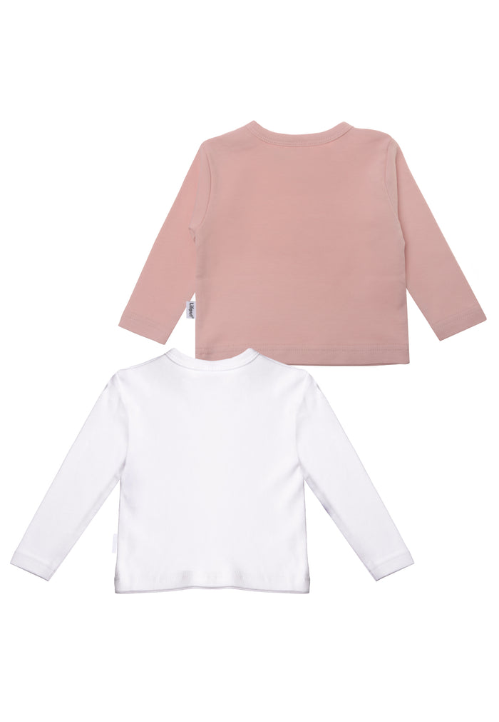 rückseite Langarmshirts in weiß und rose