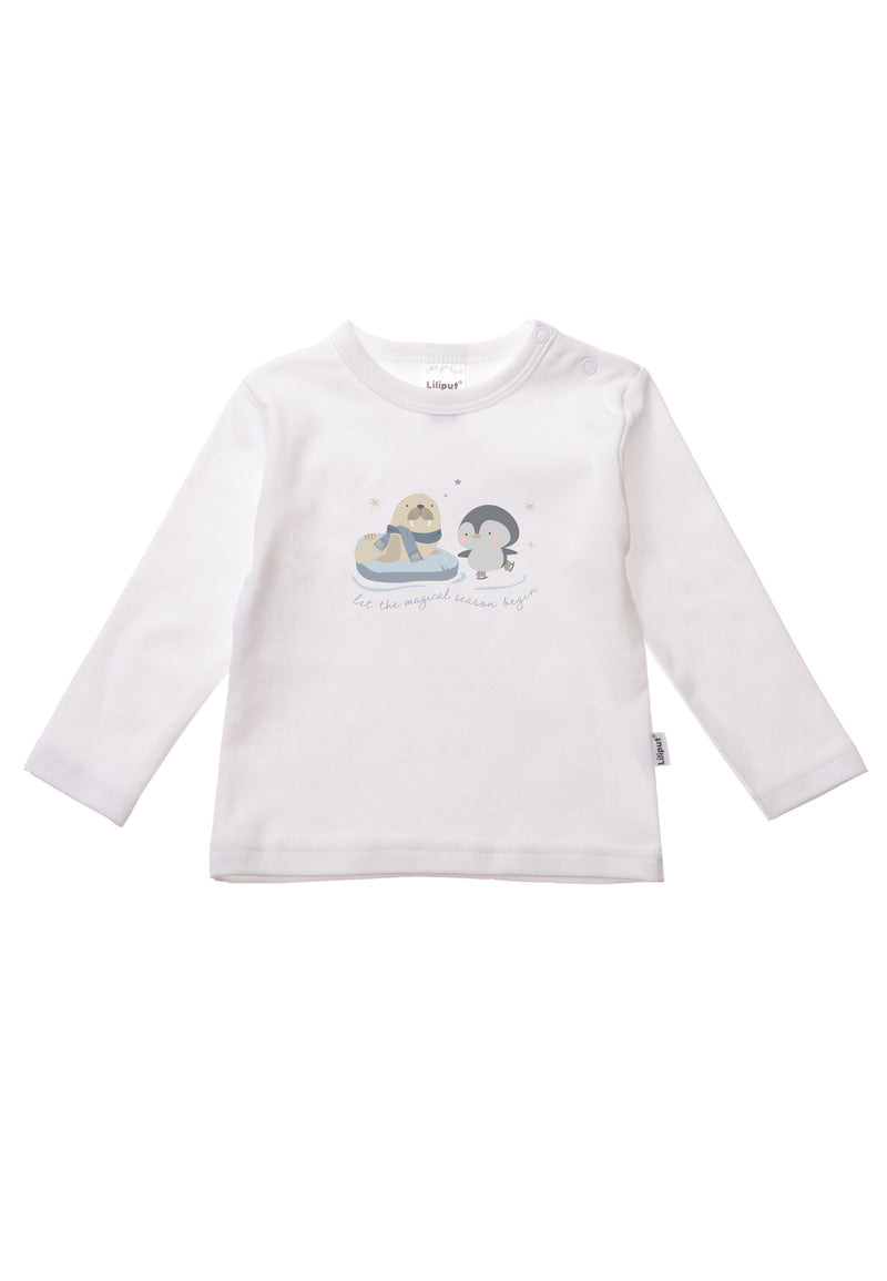 Langarmshirt in weiß "Pinguin und Robbe"
