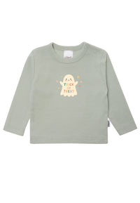 Langarmshirt in schilf mit "Gespenst" Print
