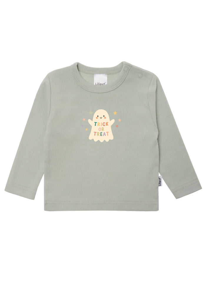 Langarmshirt in schilf mit "Gespenst" Print