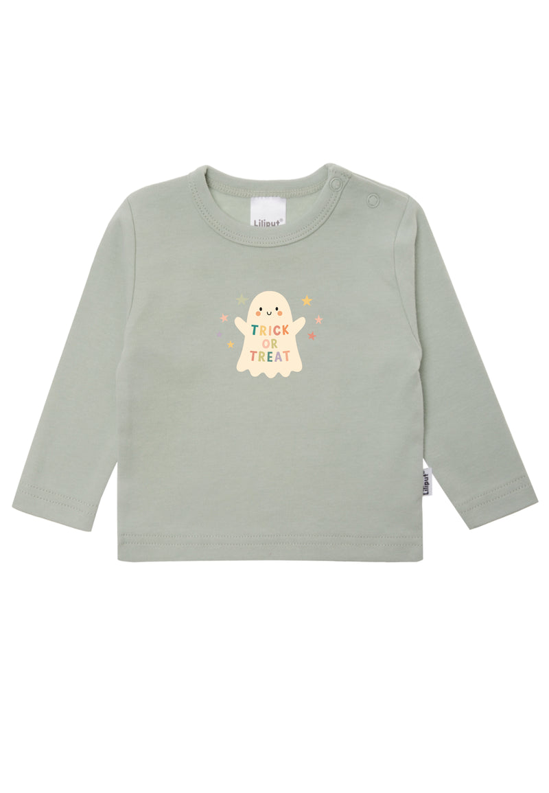 Langarmshirt in schilf mit "Gespenst" Print